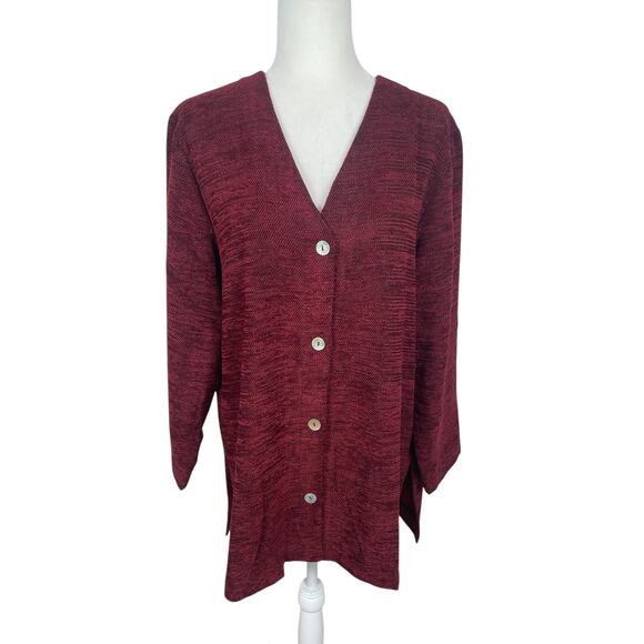 Kathleen Sommers Rayon Chenille Button Front Tunic Top Sz Large Lagenlook Artsy - Picture 1 of 12